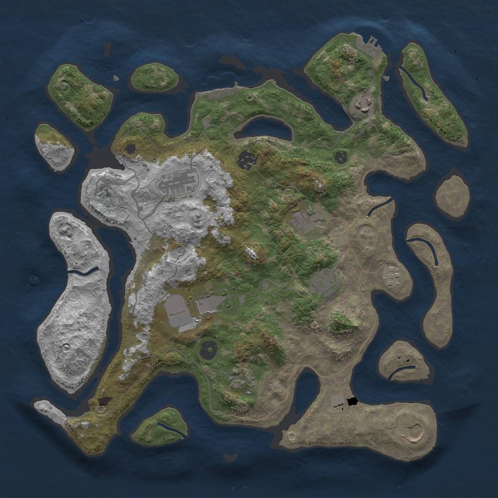 Rust Map: Procedural Map, Size: 4000, Seed: 1192832654, 17 Monuments