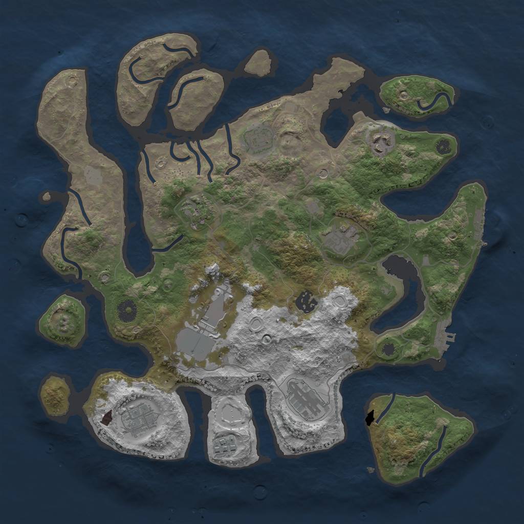 Rust Map: Procedural Map, Size: 3700, Seed: 338282578, 17 Monuments