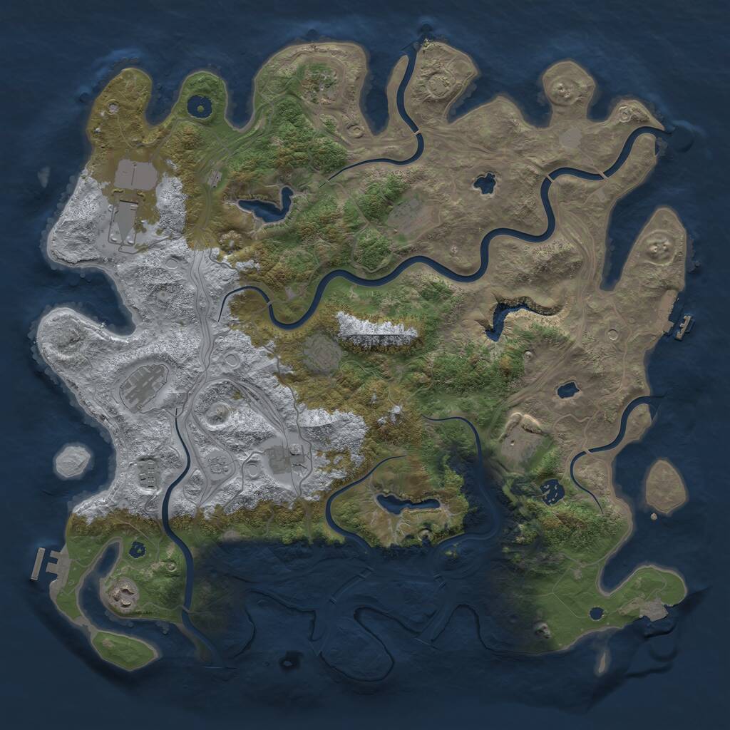 Rust Map: Procedural Map, Size: 4500, Seed: 4992974, 16 Monuments