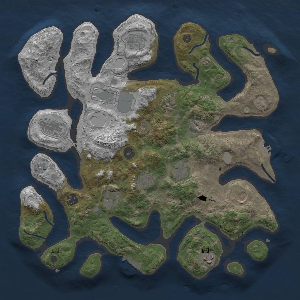 Rust Map: Procedural Map, Size: 3850, Seed: 1499264740, 19 Monuments