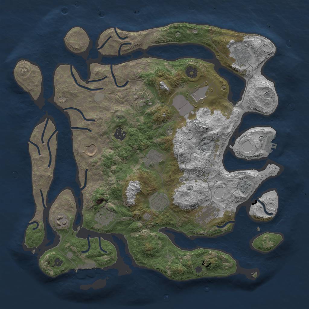 Rust Map: Procedural Map, Size: 3850, Seed: 281256, 19 Monuments