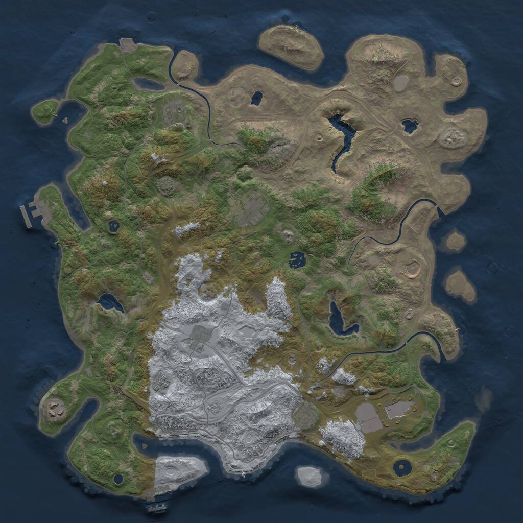 Rust Map: Procedural Map, Size: 4500, Seed: 1063841605, 15 Monuments