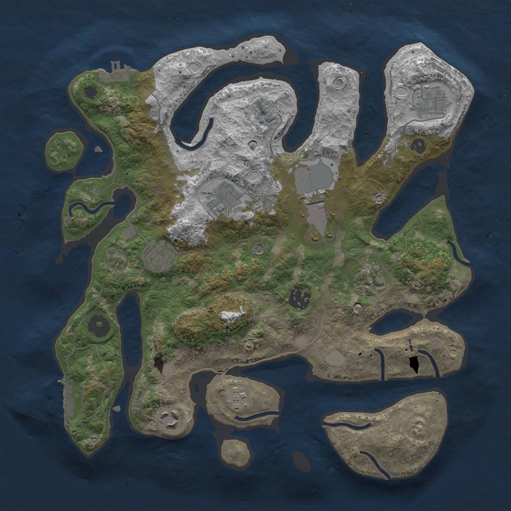 Rust Map: Procedural Map, Size: 3500, Seed: 997216845, 16 Monuments
