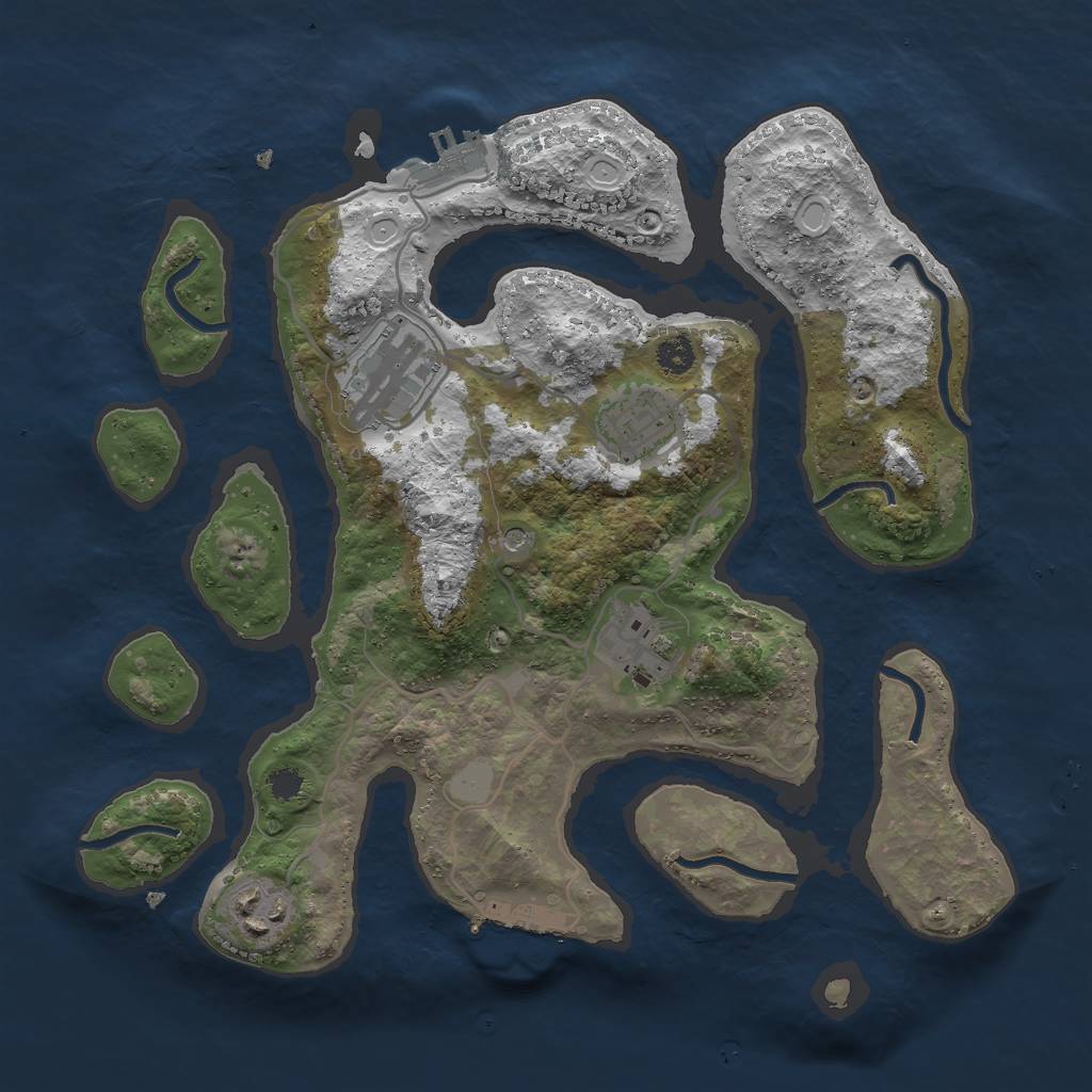 Rust Map: Procedural Map, Size: 3000, Seed: 2044818369, 12 Monuments