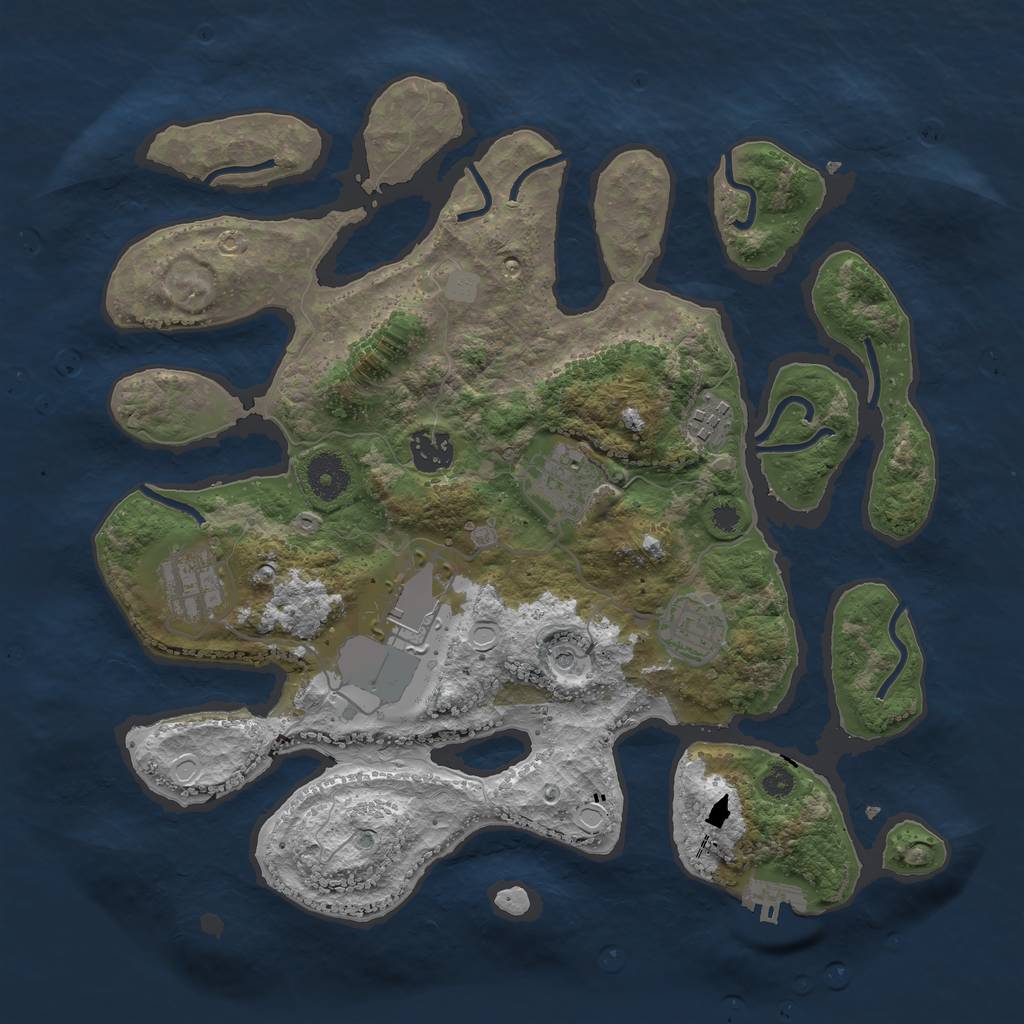 Rust Map: Procedural Map, Size: 3500, Seed: 1745364732, 13 Monuments