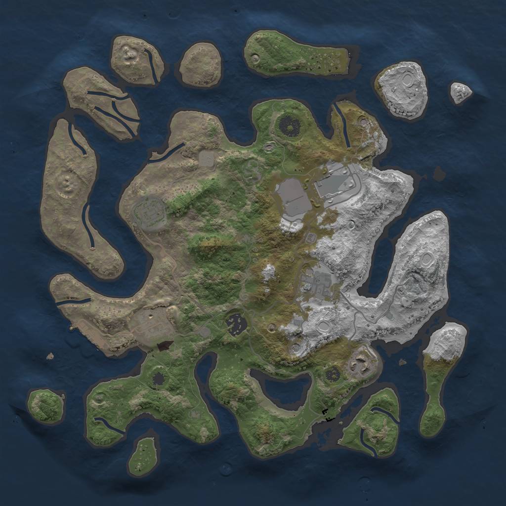 Rust Map: Procedural Map, Size: 3550, Seed: 828674, 13 Monuments