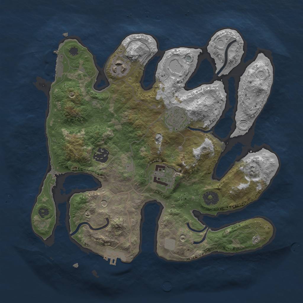 Rust Map: Procedural Map, Size: 3000, Seed: 228818239, 12 Monuments