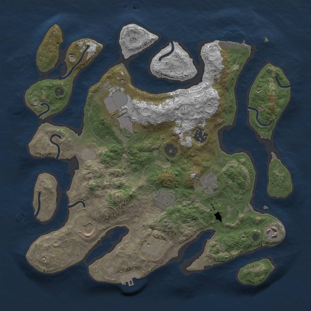 Rust Map: Procedural Map, Size: 3500, Seed: 202187830, 15 Monuments