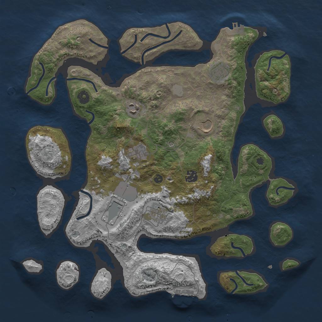 Rust Map: Procedural Map, Size: 3800, Seed: 35211, 15 Monuments