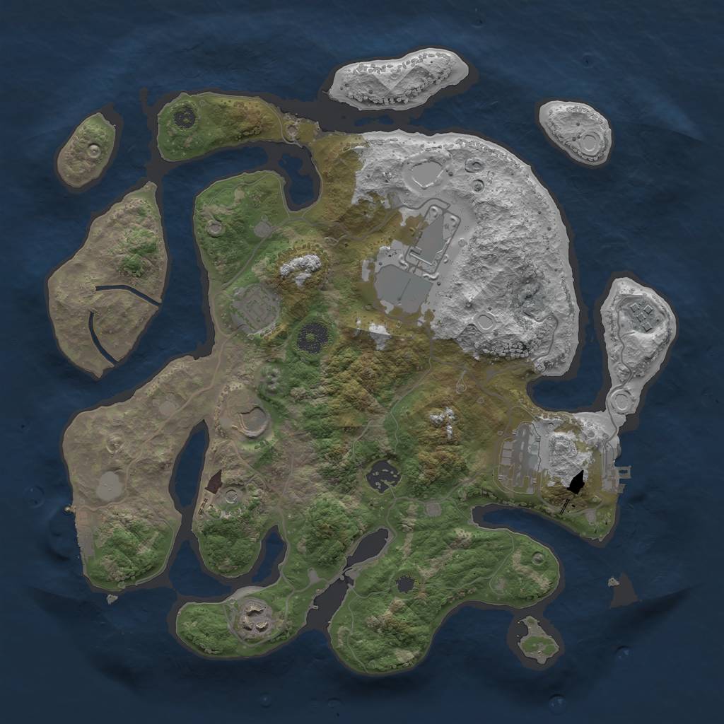 Rust Map: Procedural Map, Size: 3500, Seed: 9874213, 15 Monuments