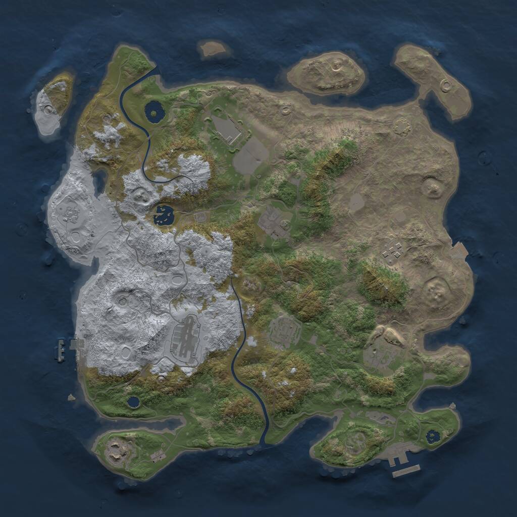 Rust Map: Procedural Map, Size: 3700, Seed: 58915013, 14 Monuments