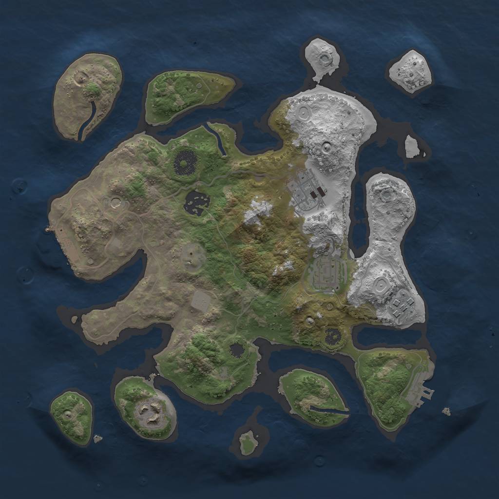 Rust Map: Procedural Map, Size: 3000, Seed: 1500794545, 13 Monuments
