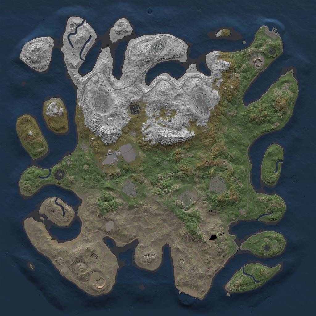 Rust Map: Procedural Map, Size: 4500, Seed: 1855435519, 18 Monuments