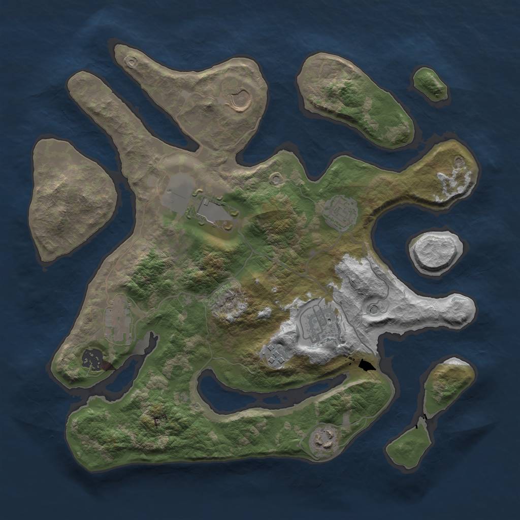 Rust Map: Barren, Size: 3500, Seed: 60919479, 11 Monuments
