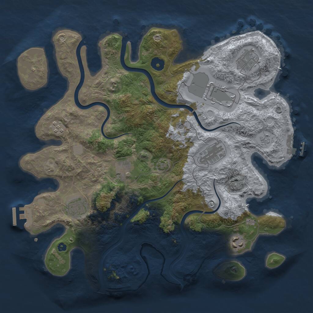 Rust Map: Procedural Map, Size: 3500, Seed: 741635692, 13 Monuments