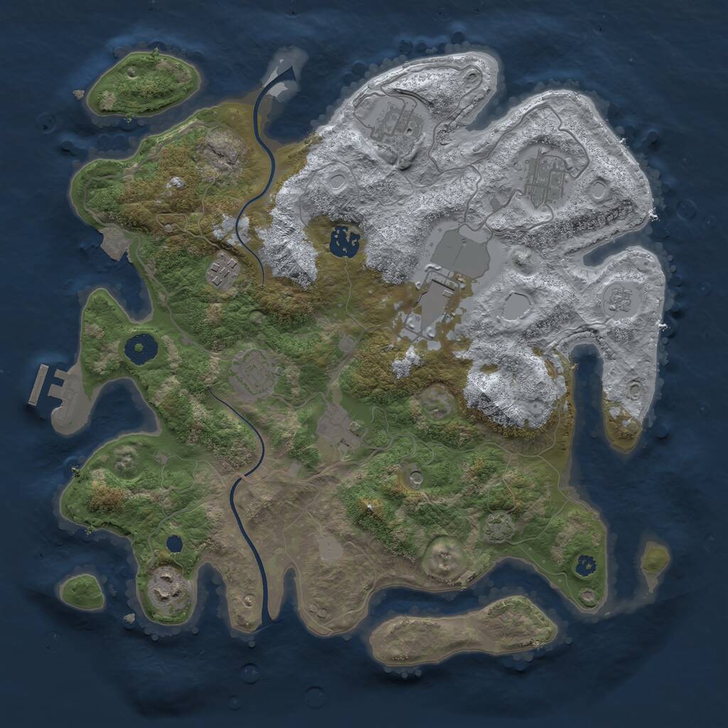 Rust Map: Procedural Map, Size: 3500, Seed: 475988264, 13 Monuments