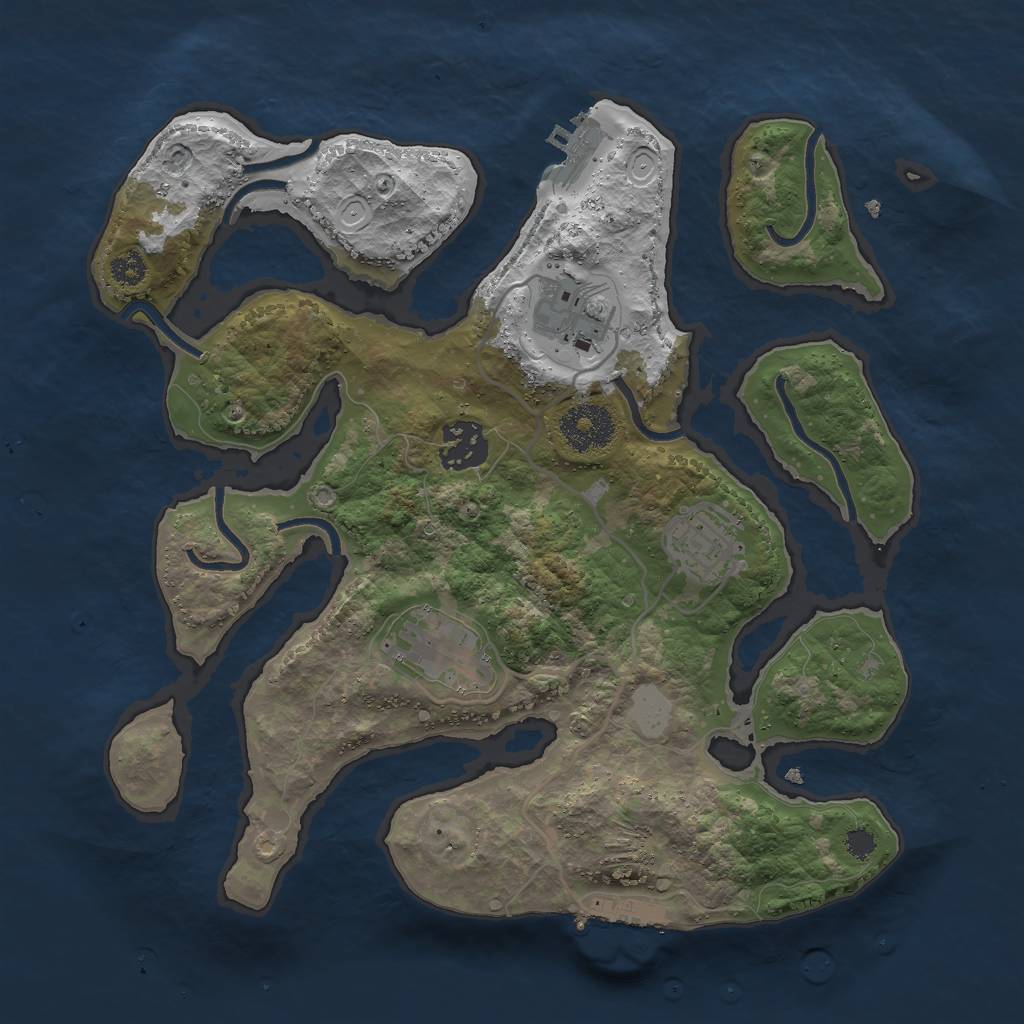 Rust Map: Procedural Map, Size: 3000, Seed: 46689, 11 Monuments