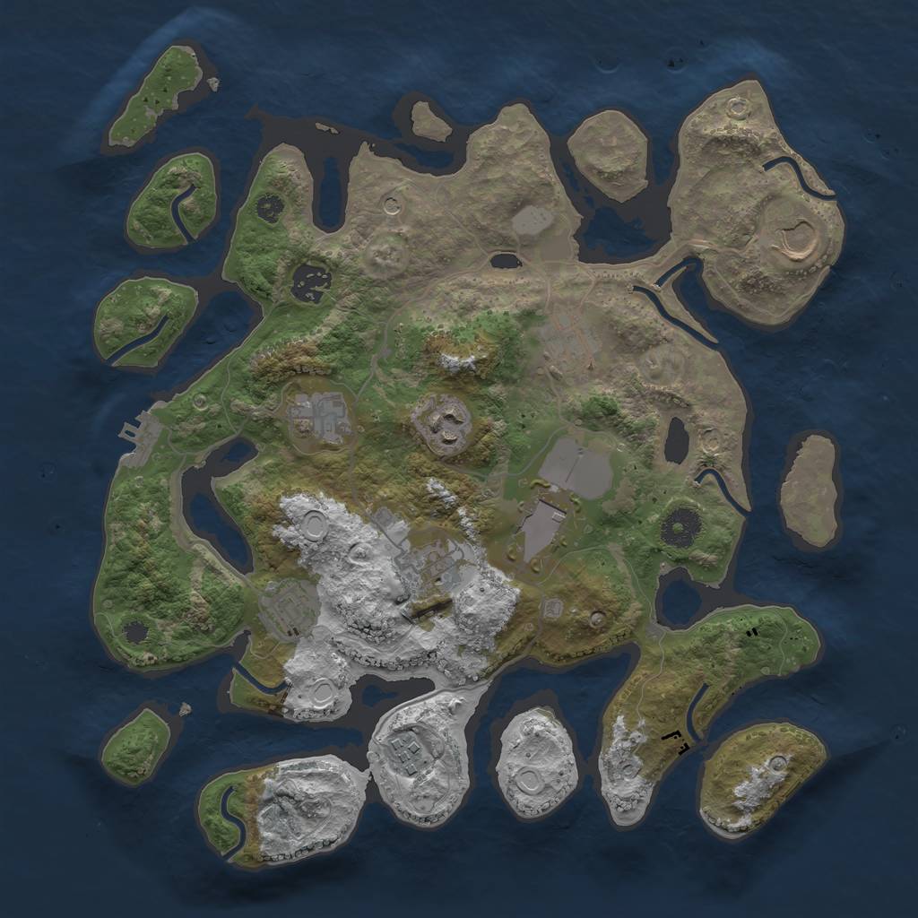 Rust Map: Procedural Map, Size: 3500, Seed: 118669687, 16 Monuments