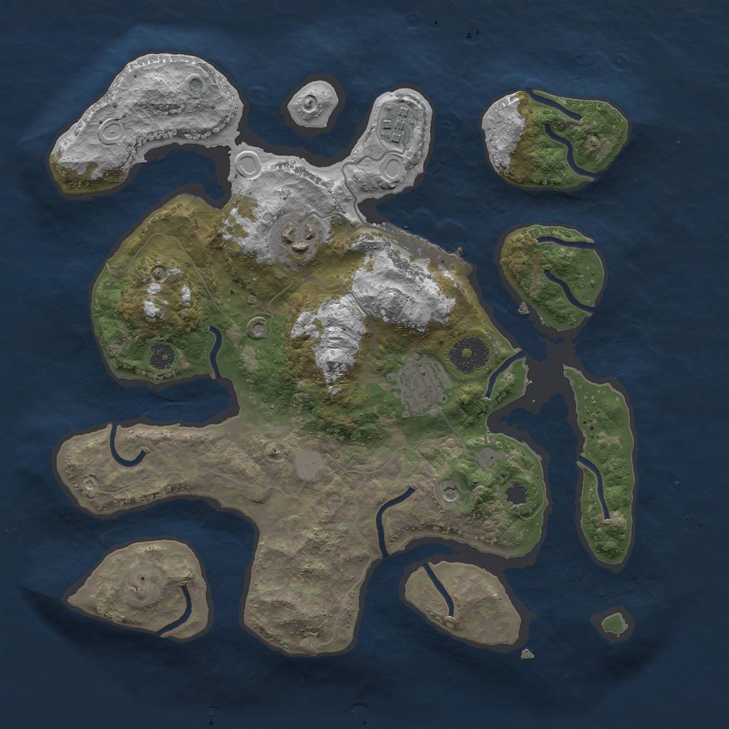 Rust Map: Procedural Map, Size: 3000, Seed: 544651, 10 Monuments