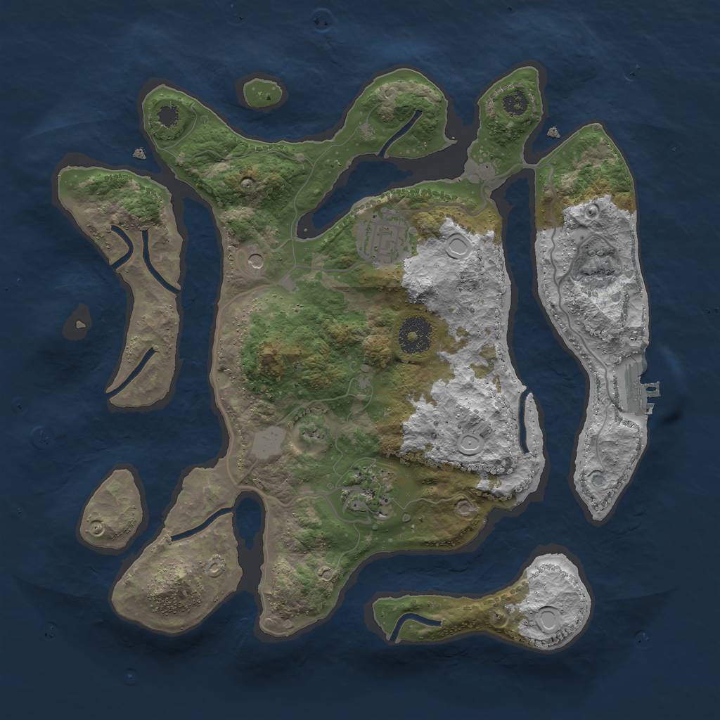 Rust Map: Procedural Map, Size: 3000, Seed: 417285, 9 Monuments