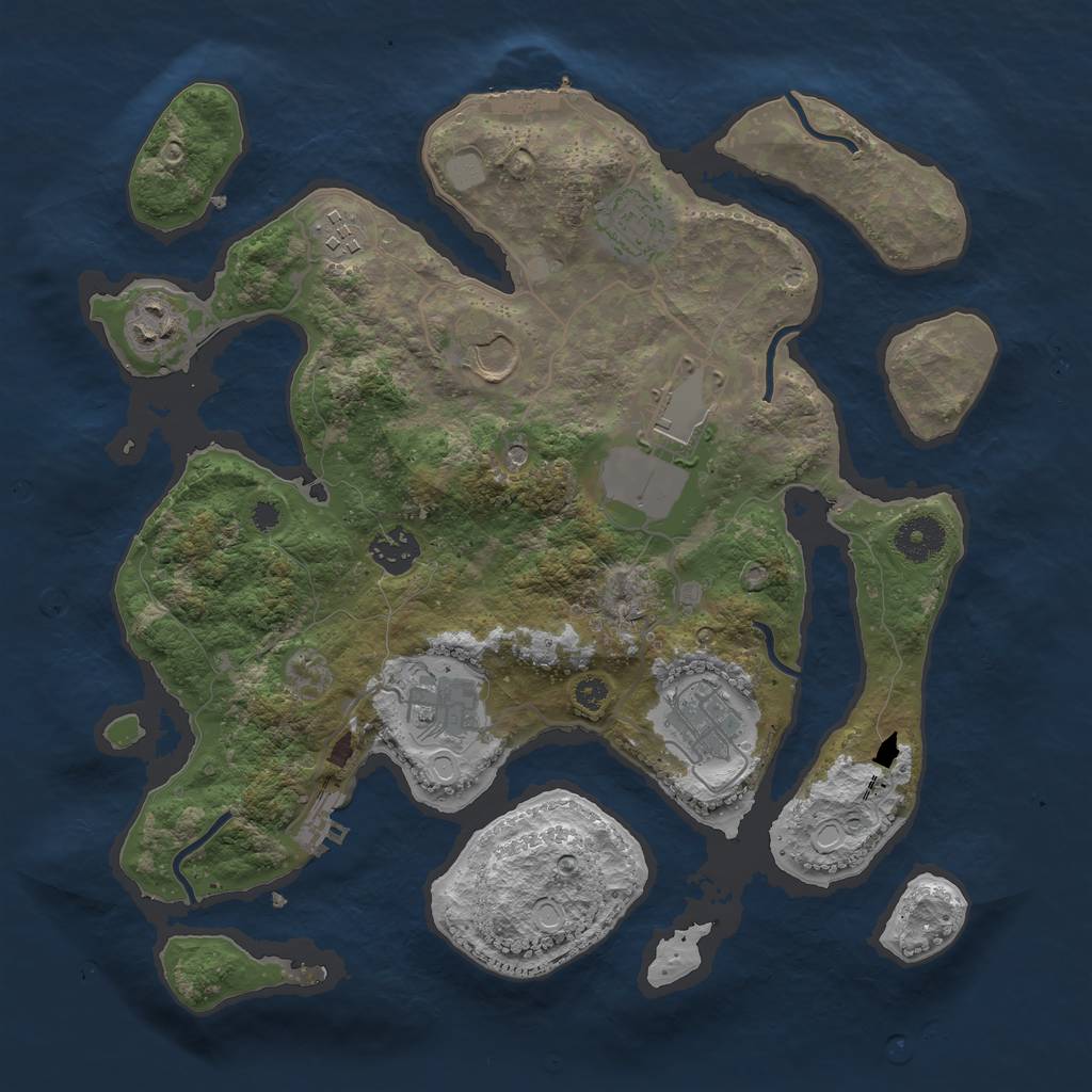 Rust Map: Procedural Map, Size: 3500, Seed: 1247774129, 16 Monuments