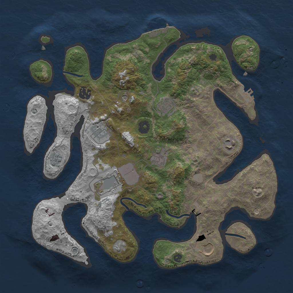 Rust Map: Procedural Map, Size: 3500, Seed: 404757361, 16 Monuments