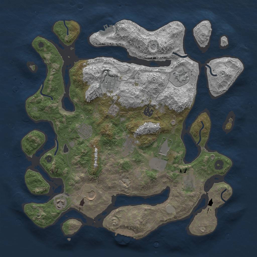 Rust Map: Procedural Map, Size: 3959, Seed: 13825, 18 Monuments