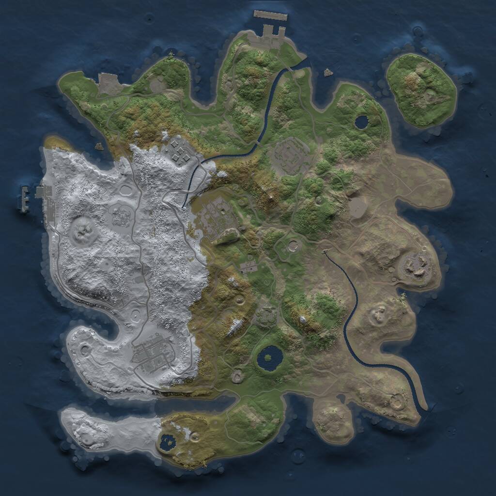 Rust Map: Procedural Map, Size: 3000, Seed: 658537, 11 Monuments