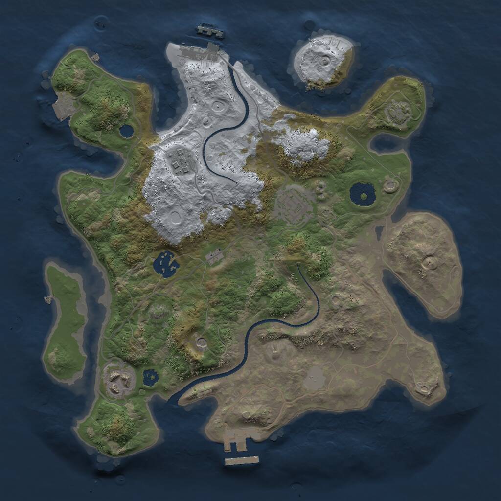 Rust Map: Procedural Map, Size: 3000, Seed: 726929, 9 Monuments