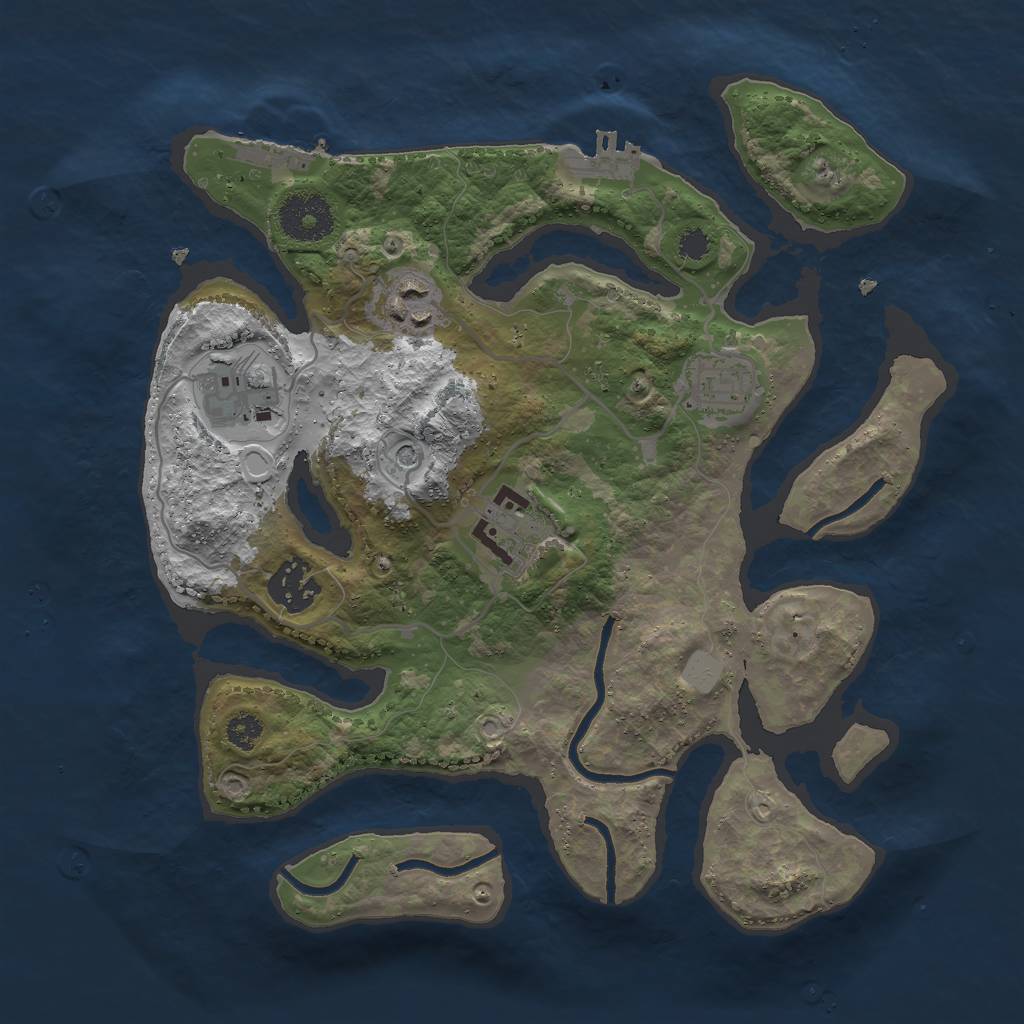 Rust Map: Procedural Map, Size: 3000, Seed: 795140, 13 Monuments