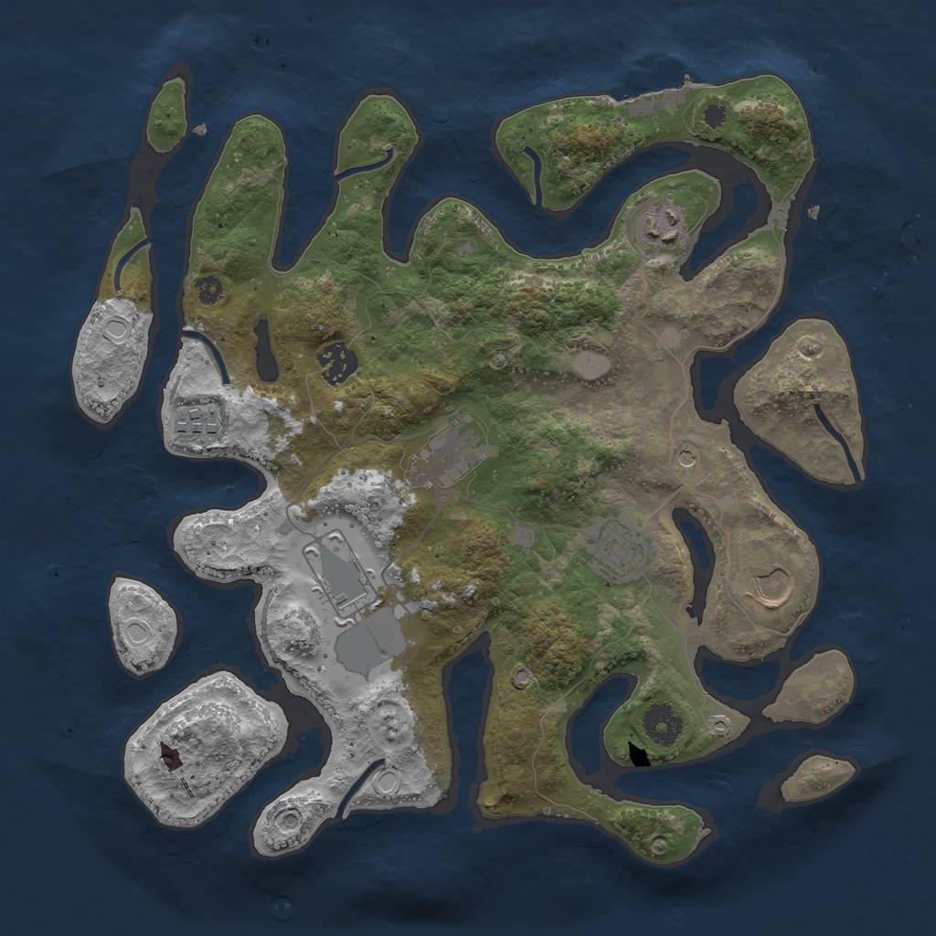 Rust Map: Procedural Map, Size: 3500, Seed: 1328410961, 14 Monuments