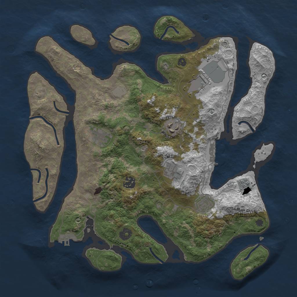 Rust Map: Procedural Map, Size: 3550, Seed: 719557, 15 Monuments