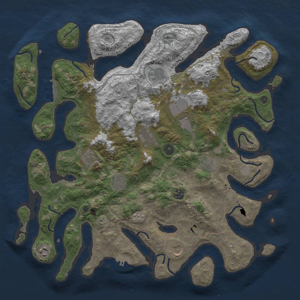 Rust Map: Procedural Map, Size: 4250, Seed: 1851561716, 18 Monuments
