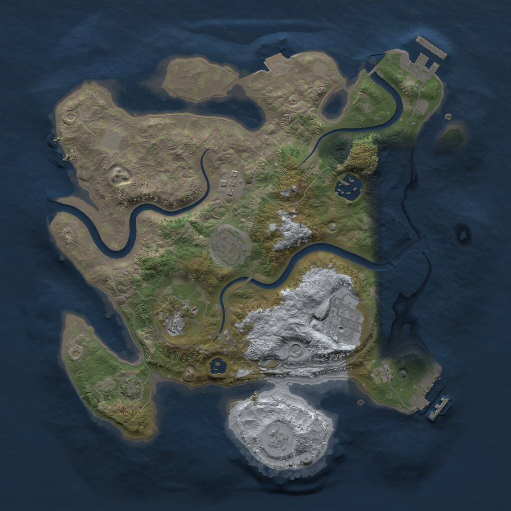 Rust Map: Procedural Map, Size: 3000, Seed: 555866, 11 Monuments
