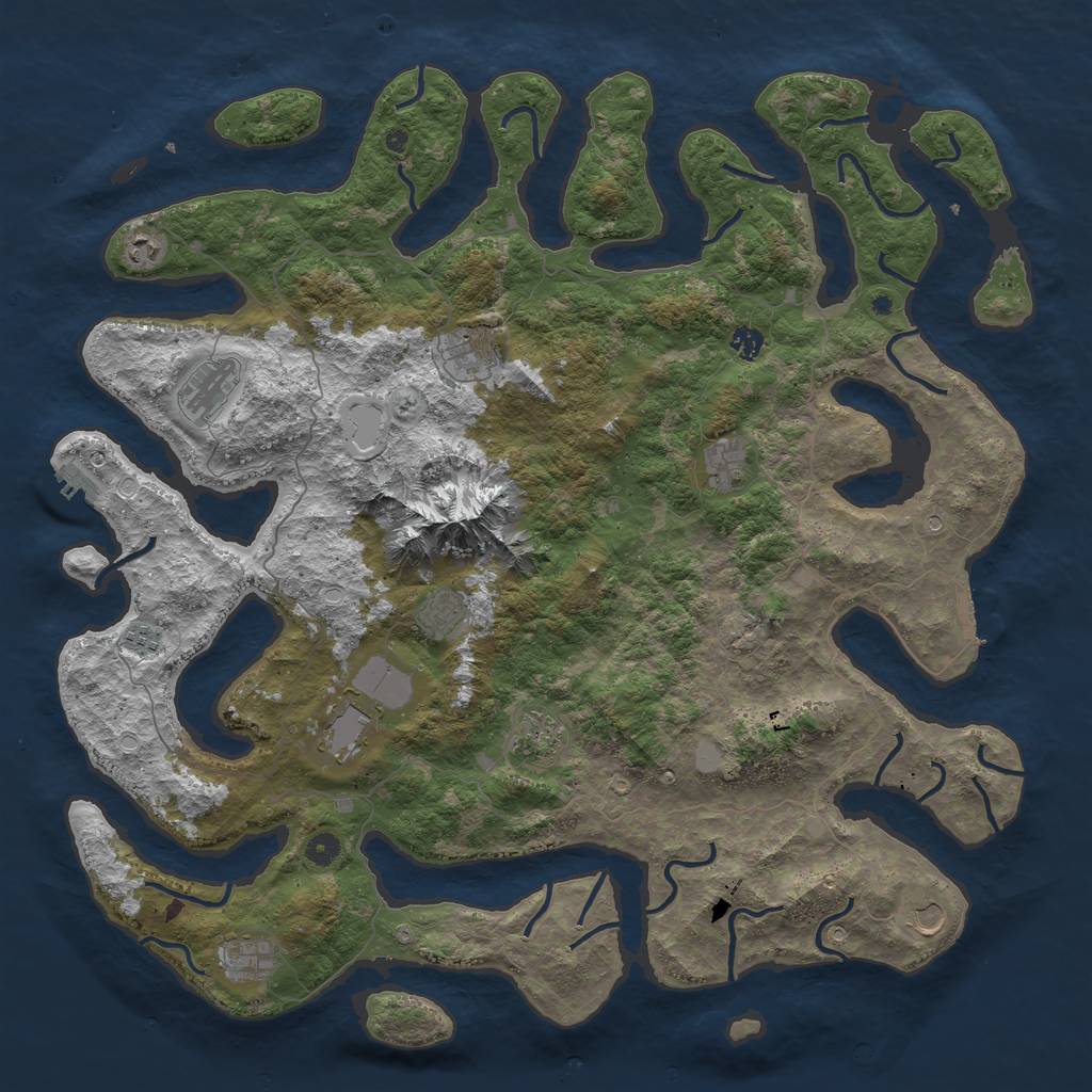 Rust Map: Procedural Map, Size: 5000, Seed: 100816564, 19 Monuments