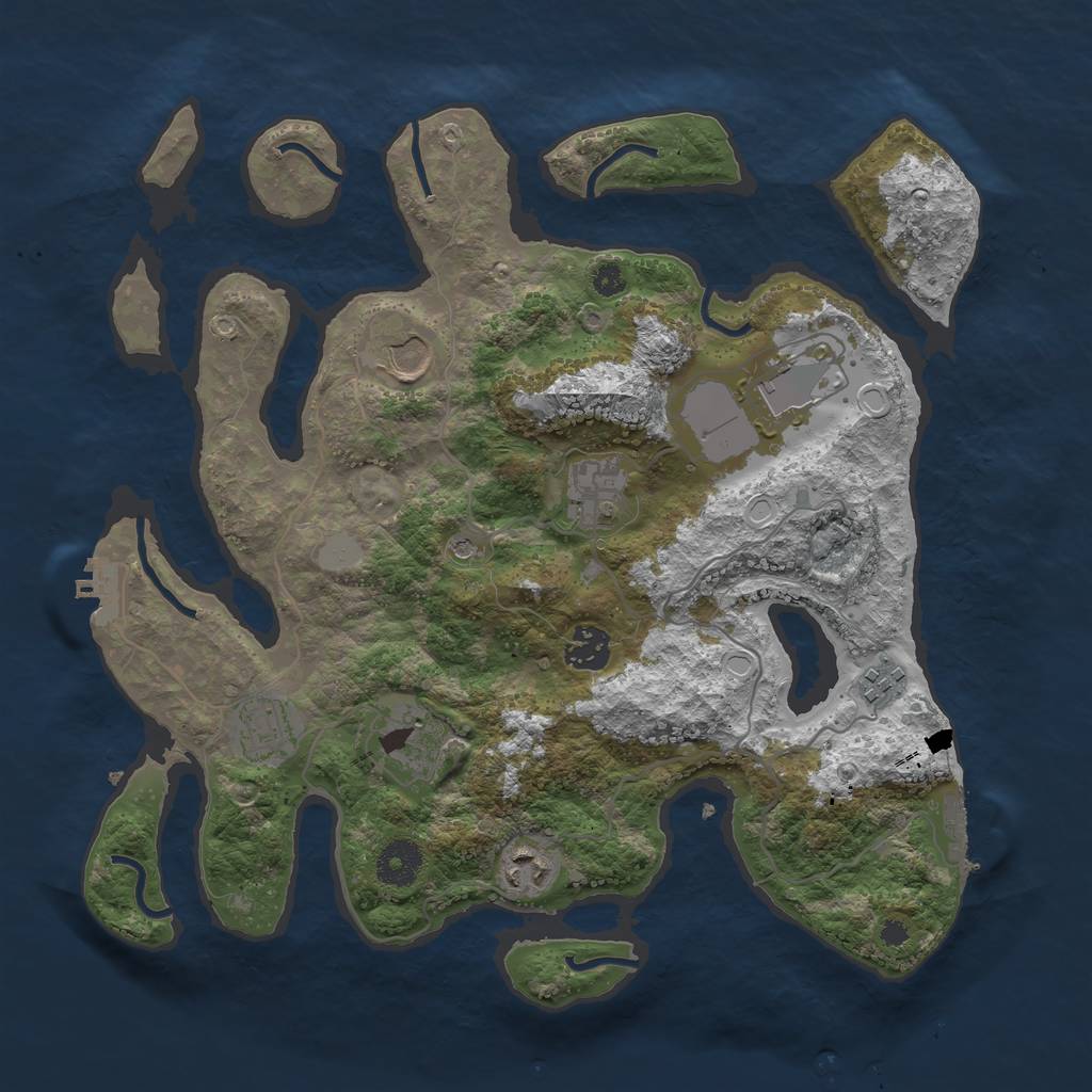 Rust Map: Procedural Map, Size: 3550, Seed: 428762, 16 Monuments