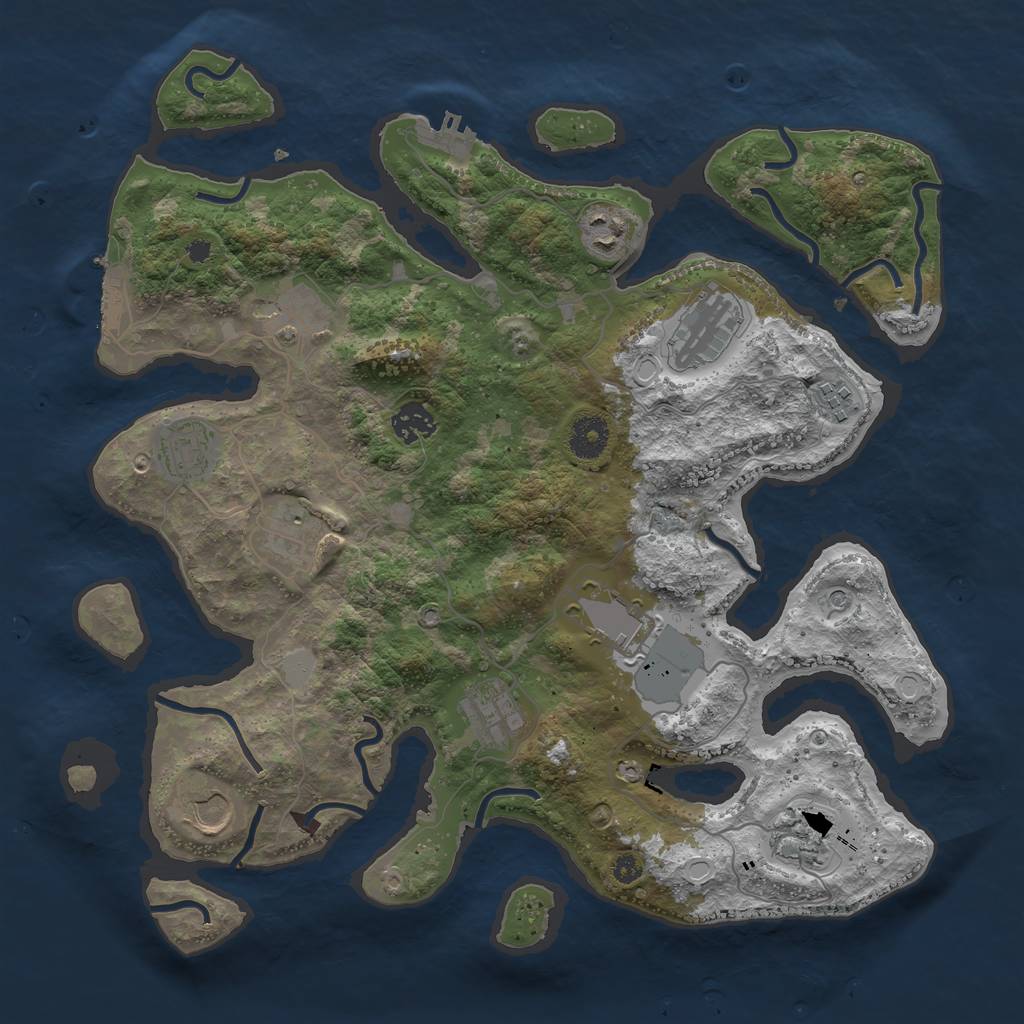 Rust Map: Procedural Map, Size: 3700, Seed: 745968065, 19 Monuments