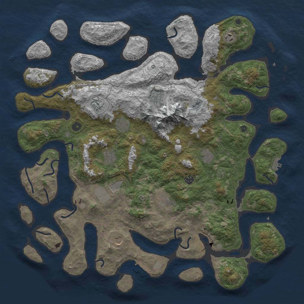 Rust Map: Procedural Map, Size: 5000, Seed: 43512, 19 Monuments