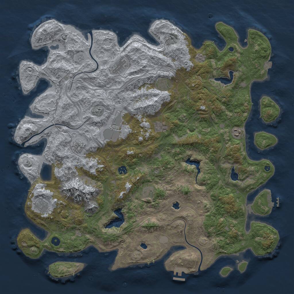 Rust Map: Procedural Map, Size: 5000, Seed: 21208518, 16 Monuments