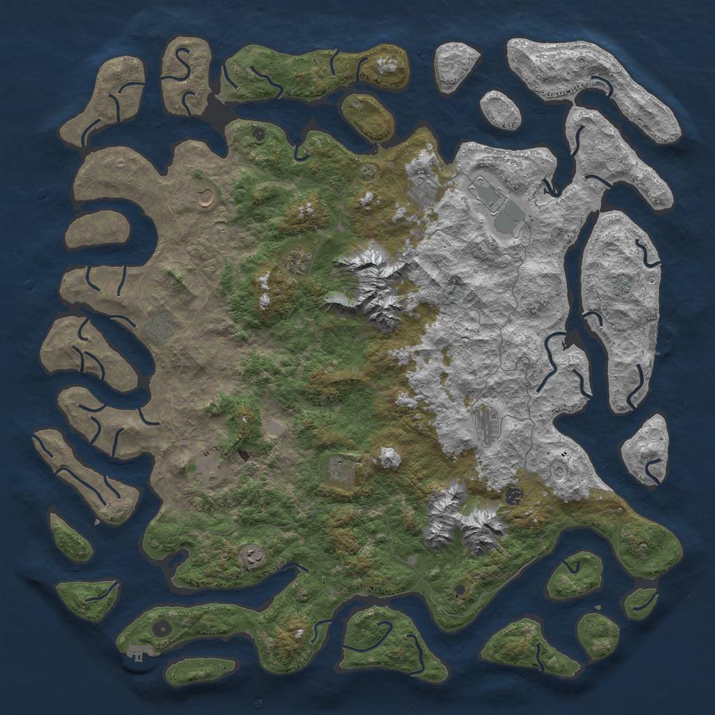 Rust Map: Procedural Map, Size: 6000, Seed: 1384829, 19 Monuments