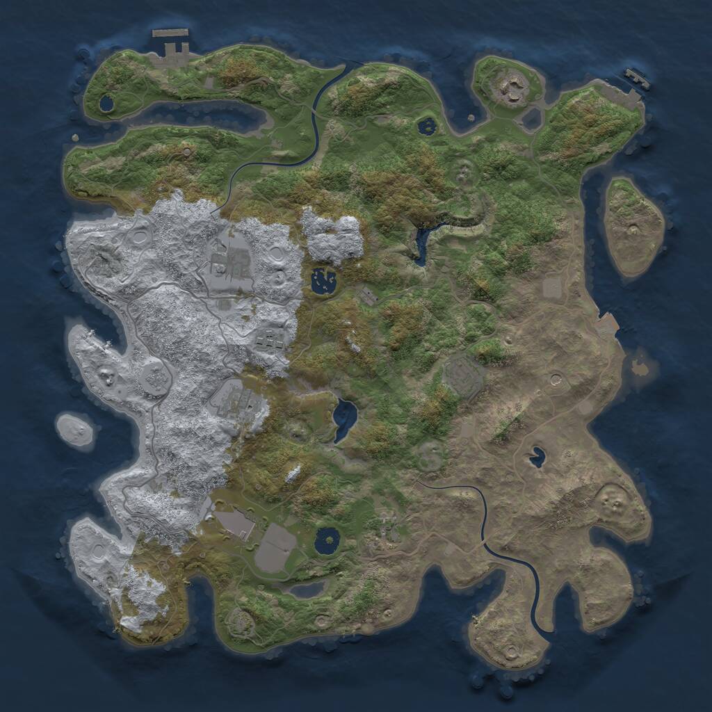 Rust Map: Procedural Map, Size: 4000, Seed: 612034, 14 Monuments