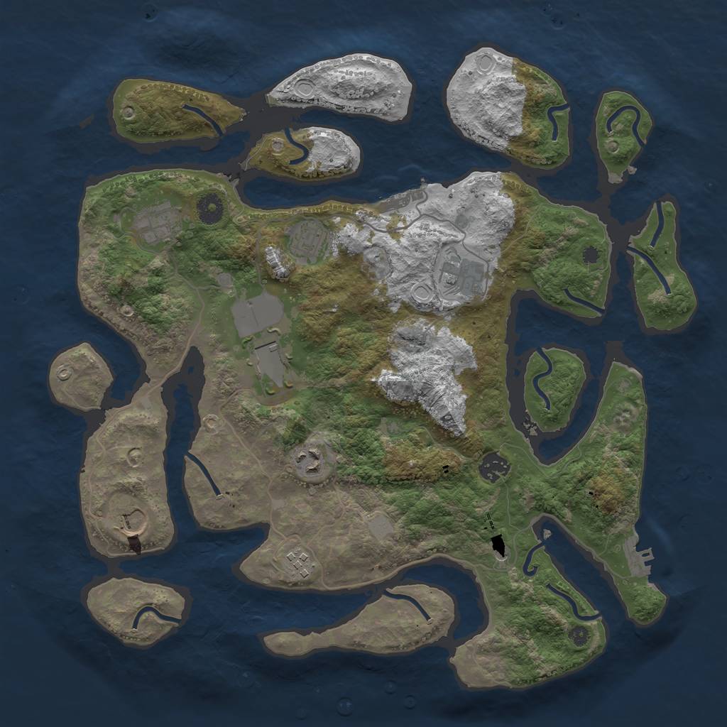 Rust Map: Procedural Map, Size: 3800, Seed: 456343456, 16 Monuments