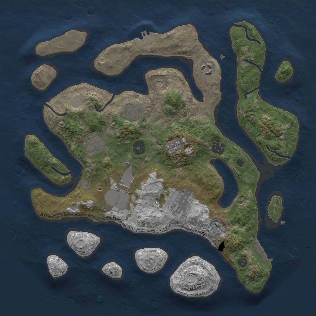 Rust Map: Procedural Map, Size: 3500, Seed: 714979141, 15 Monuments