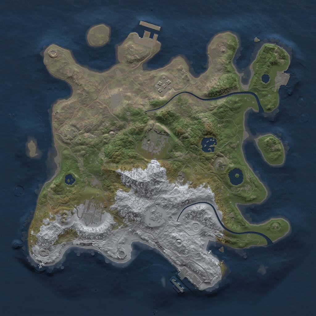 Rust Map: Procedural Map, Size: 3000, Seed: 650601045, 10 Monuments