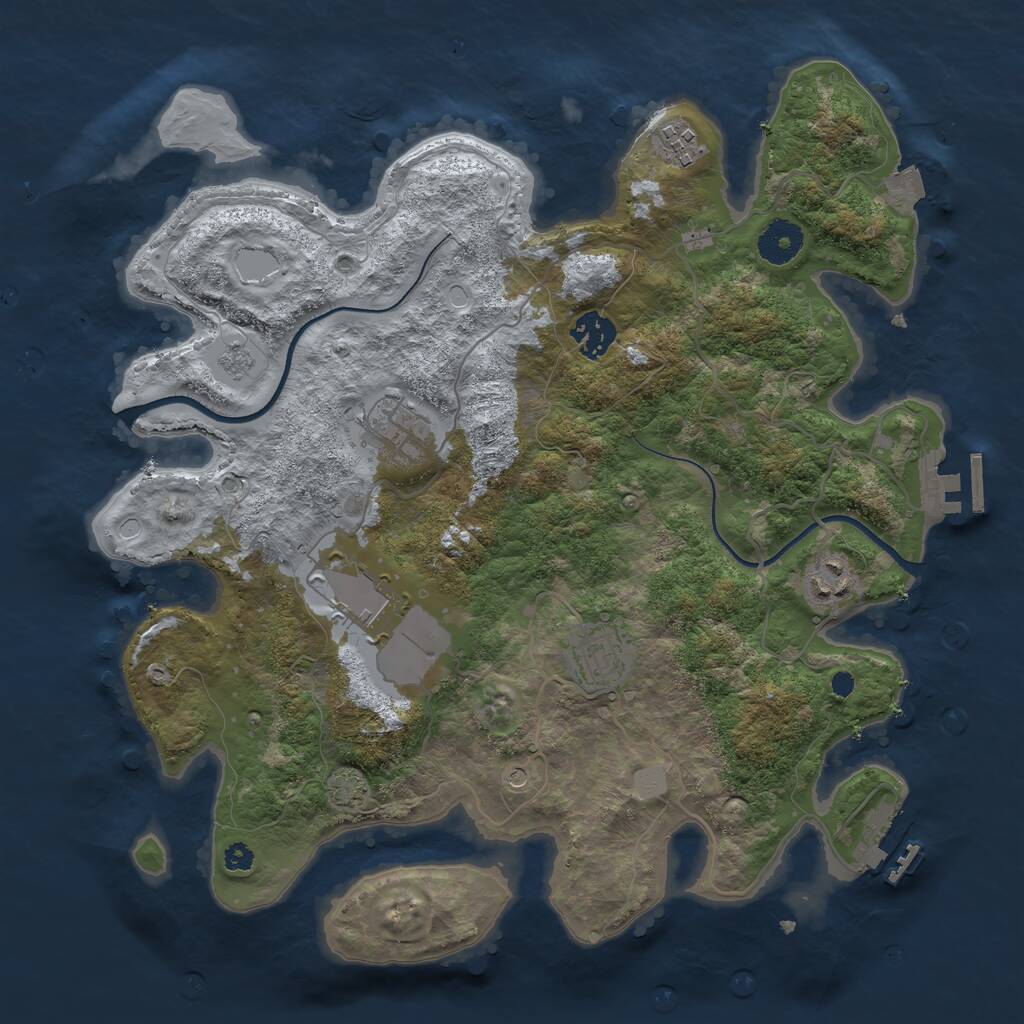 Rust Map: Procedural Map, Size: 3500, Seed: 705970896, 12 Monuments
