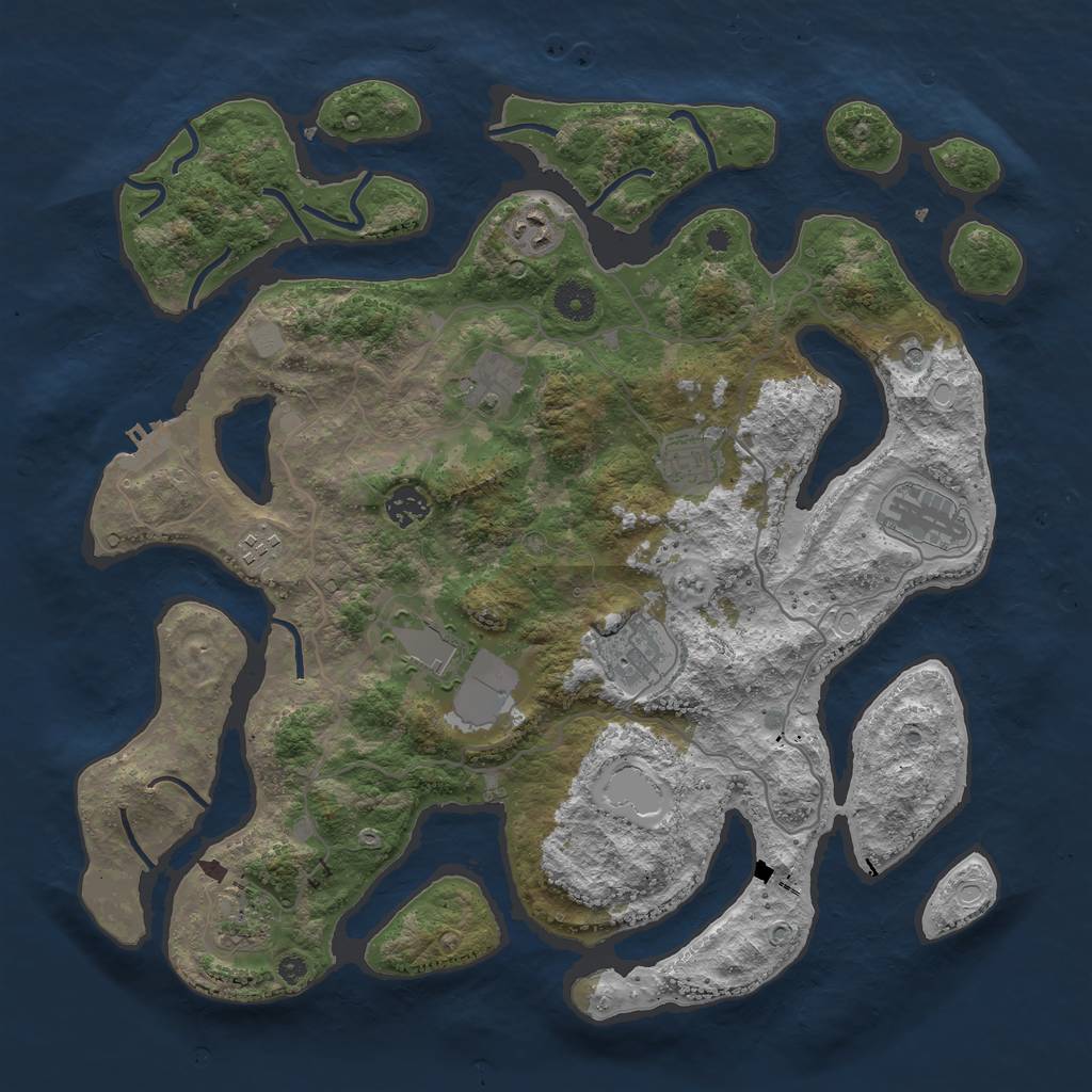 Rust Map: Procedural Map, Size: 4000, Seed: 499637475, 16 Monuments