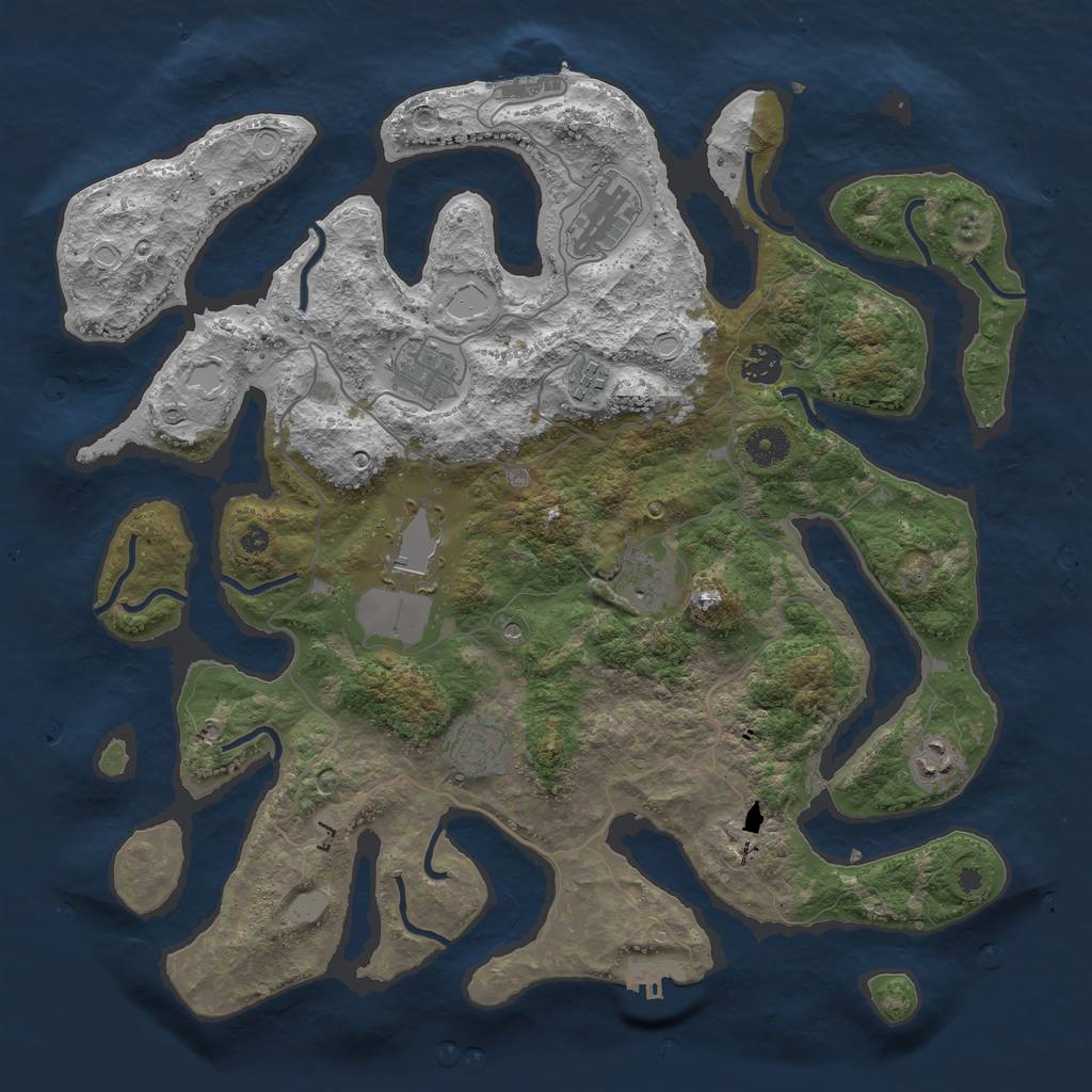 Rust Map: Procedural Map, Size: 4000, Seed: 1294031397, 16 Monuments