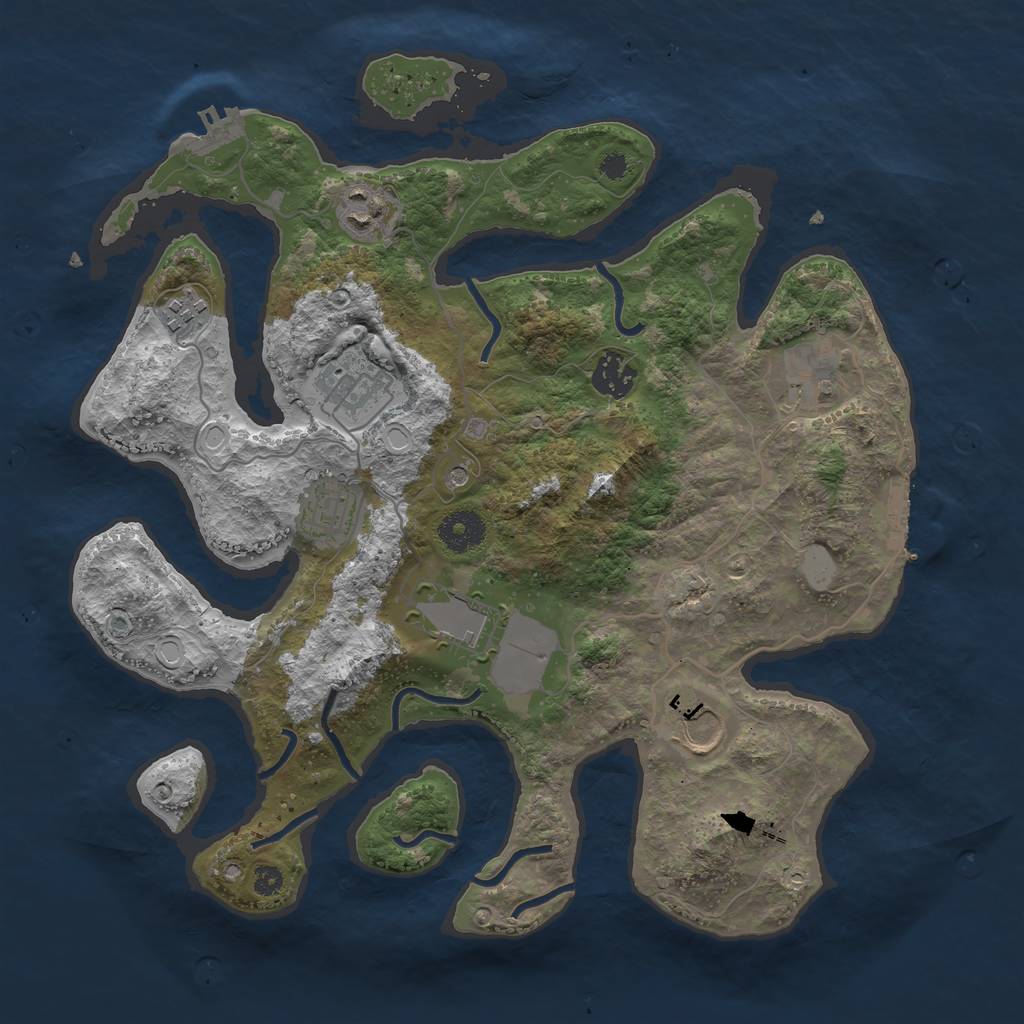 Rust Map: Procedural Map, Size: 3500, Seed: 728913814, 16 Monuments