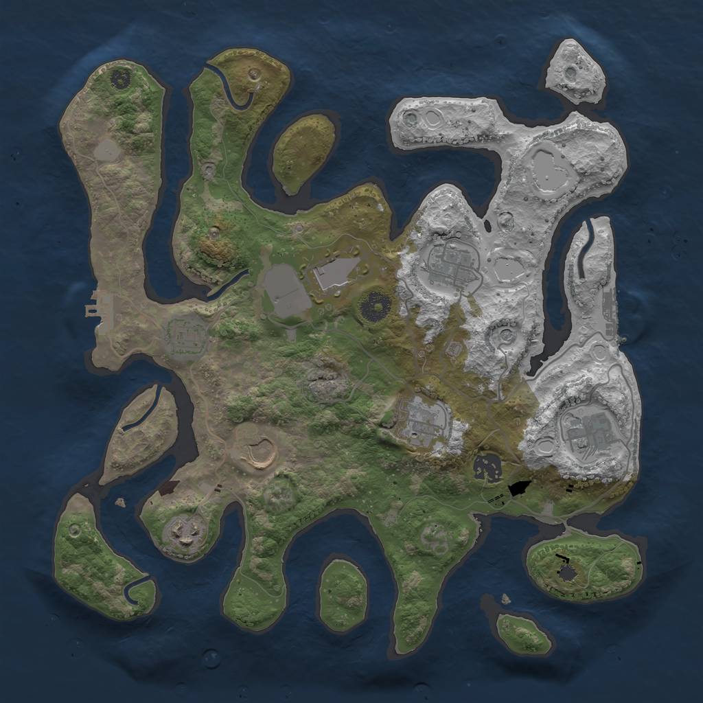 Rust Map: Procedural Map, Size: 3500, Seed: 642819246, 16 Monuments