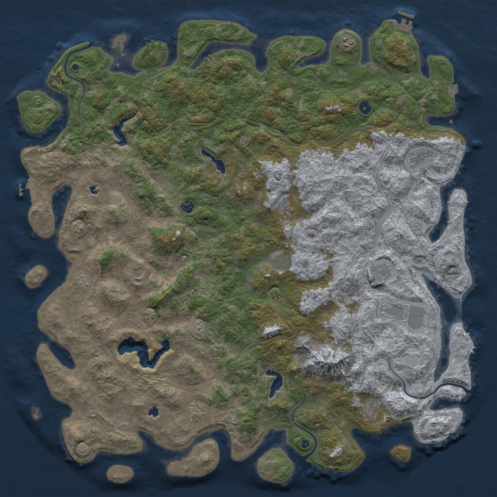 Rust Map: Procedural Map, Size: 6000, Seed: 65280989, 17 Monuments